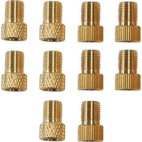 Bicycle valve adapter, brass Presta to Schrader converter for most bicycles, motorcycles, and sports balls (1/5)