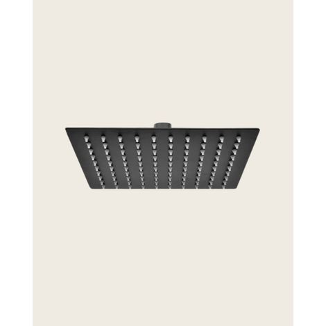 Soffione doccia 40x40 quadrato anticalcare in acciaio nero opaco Platinum