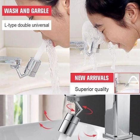 Tête de Robinet de Cuisine 720° Rotatif Pivotant, Filtre de Buse Tête, 2 Modes Réglable,embout à économie d\'eau pour salle de bain (1/4)