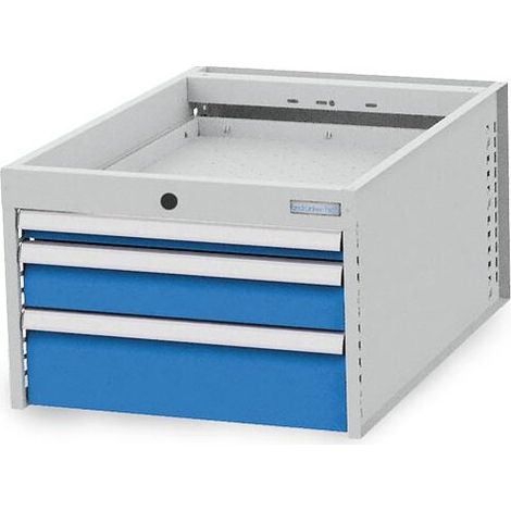 Schubladenschrank H358xB541xT736mm lichtgrau/blau 3 Schubl. (1/3)