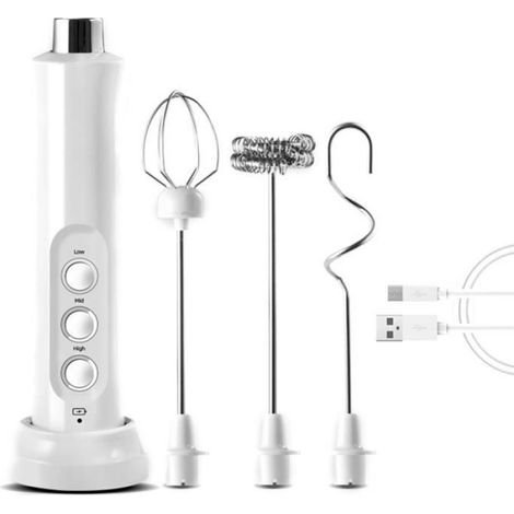 Mousseur à Lait Électrique - - 3 Vitesses - USB Rechargeable - 3 types de têtes (1/4)