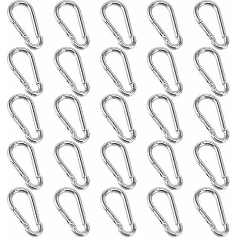 25 Stück Karabiner, 40 x 4 mm kleiner Karabiner, Schlüsselanhänger-Karabiner für Rucksäcke, Hundeleinen, Camping, Angeln, Reisen – (1/5)