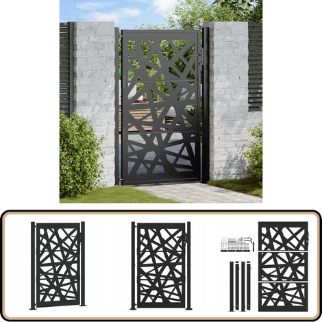 vidaXL Portail de jardin noir 105x155 cm acier conception de lumière (1/5)