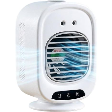 Climatiseur portable sans évacuation ventilateur brumisateur USB, mini epicooler 3 vitesses 2 brumisations, moteur glace silencieux longue autonomie rotation auto bureau voiture camping. (1/5)