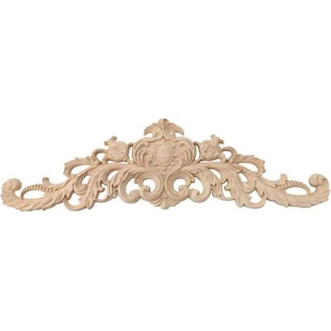 Autocollant Sculpté Bois Hévéa 40 x 12 cm Décoration Meuble Naturel