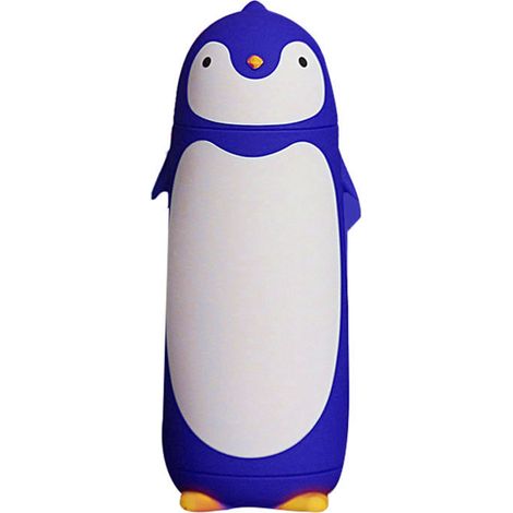 Gourde isotherme pingouin 300 ml, bleue, idéale pour les activités de plein air. (1/5)