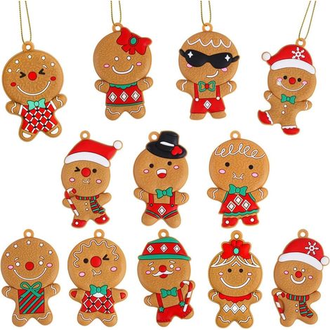 12pcs Gingerbread Man Weihnachten Baum Ornaments als praktisches Deko-Zubehör, schnelle Montage und (1/5)