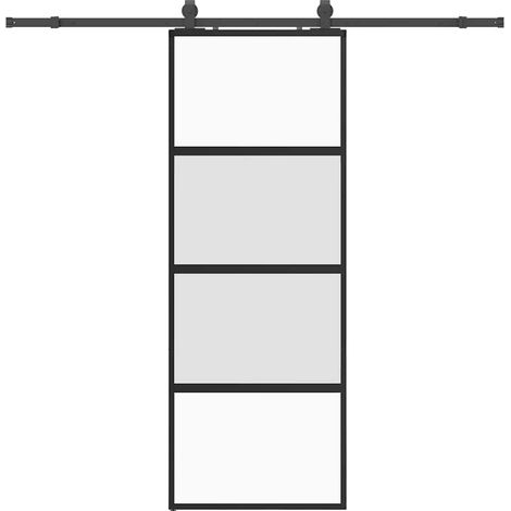 Maison Exclusive - Schiebetür mit Beschlag Schwarz 76x205 cm Hart