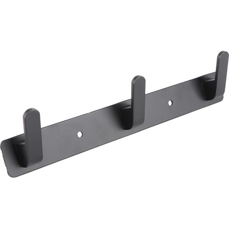 Crochets muraux Simple Space en aluminium, 3 crochets, pour cuisine, salle de bain, penderie, noir (1/5)