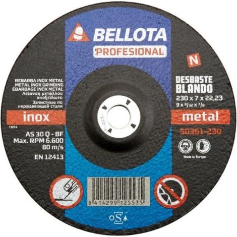 Disco de desbaste BELLOTA 50361 180x22.2x7.0 mm para inox y metal blando (1/2)