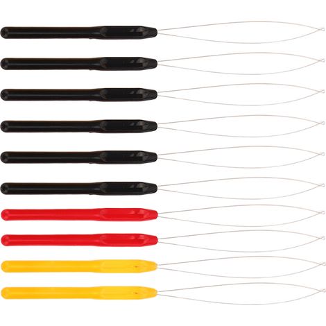10 Pièces Aiguilles à Boucle pour Extensions de Cheveux, Manche en Plastique Durable, Métal Léger et Robuste (1/5)