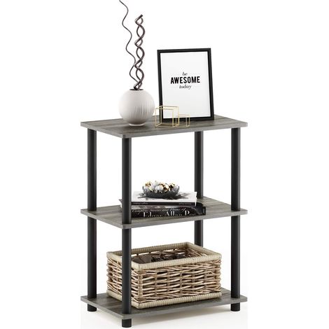 Étagère de Rangement sans Outils à 3 Niveaux, Chêne Français/Noir (1/5)