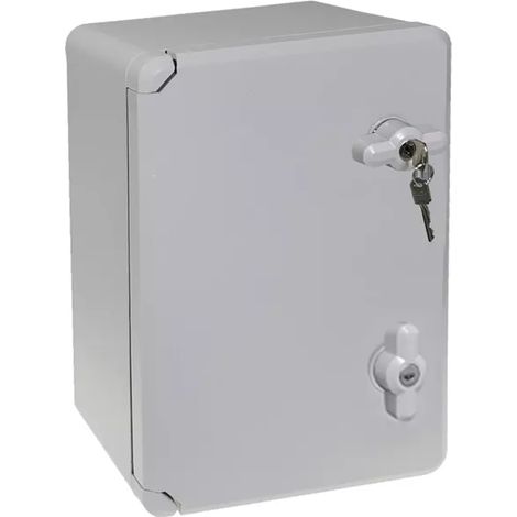 Coffret mural haute-résistance boîtier 350 x 250 x 150 - Porte pleine / Serrure clé / Plaque montage / IP65 / ABS (1/5)