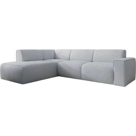 Selsey Bouvi – Ecksofa mit seitlicher Rückenlehne an der Ottomane, links, hellgrau, Bouclé (1/5)