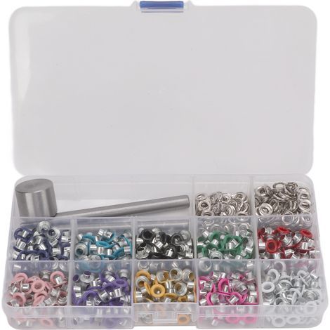 mm mehrfarbiges Ösenwerkzeug-Set für DIY-Dekorationen, mit transparenter Aufbewahrungsbox, ideal für Kleidung und Hüte. (1/5)