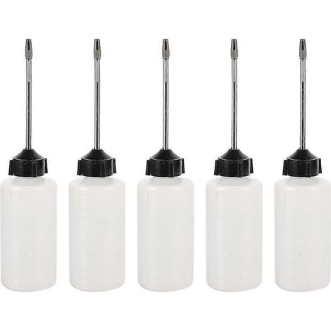 Lot de 5 flacons d'huile en plastique pour machine à coudre, flacons compte-gouttes à embout pointu-12.00X4.50X4.50CM-Transparent (1/4)