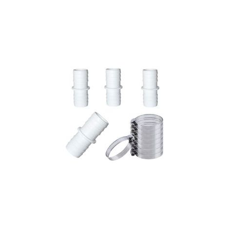 Lot de 4 Raccords de Tuyau pour Piscine 32mm, Adaptateurs avec 8 Colliers de Serrage, Connecteurs Robustes pour Filtration et Spa (1/4)