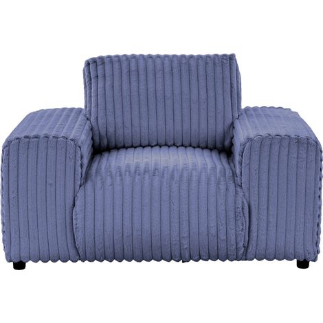 CAISA - Fauteuil en velours côtelé - Bleu (1/5)