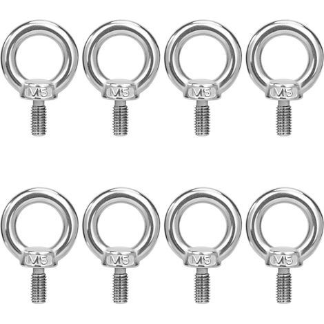 Boulons à Oeil M5 Anneau de Levage Boulon à œil Anneaux Filetage Vis en Acier Inoxydable 304 pour Fixer des Suspendus Relier 8 Pièces (1/5)