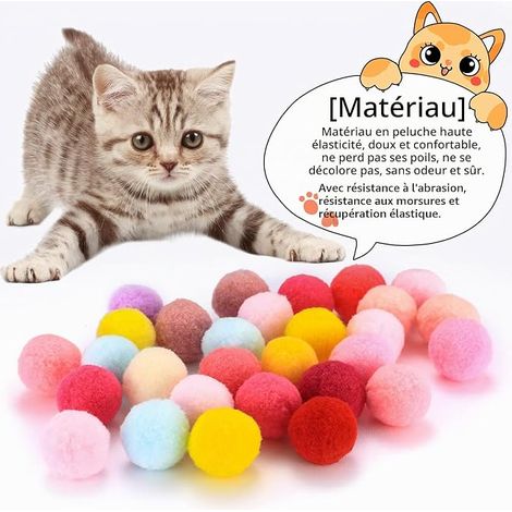 Balles de Jouet pour Chat Jouets Balles Colorées Pompons Boules de Jouet pour Animaux de Compagnie Jouet Chatons Chien (1/4)