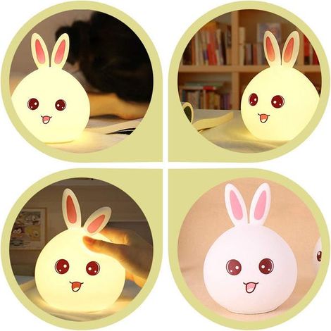 Luce notturna per bambini e neonati, luci notturne portatili con illuminazione a 7 tasti, opzione di ricarica USB. (1/4)