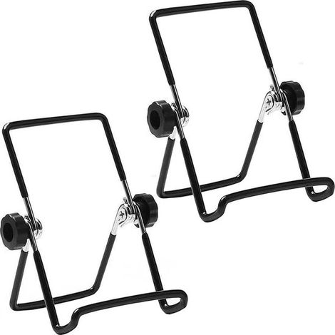 Lot de 2 supports pour tablette de 7 à 11 pouces - Zwart - 14,5 x 19 cm - Pliable - Réglable - Antidérapant - Tablethouders - Cadre photo - Présentoir - Convient pour iPad, tablette, smartphone ou lis (1/5)