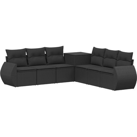 Set di divani 7 pcs Nero Rattan sintetico e Acciaio vidaXL (1/5)