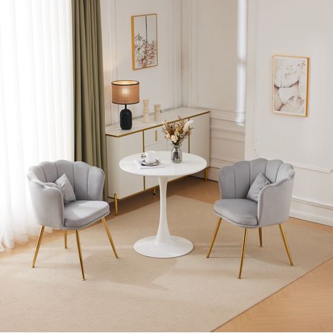 Samt-Polstersessel im 2er-Set, grau, 63 x 58 x 77 cm, mit Kissen und Metallbeinen HAVRYA (1/5)