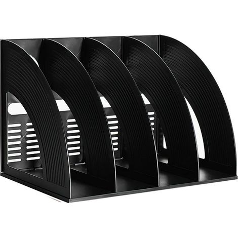 Porte-revues en Plastique, HAIYUU Porte Revue Bureau avec 4 Compartiments, Porte Magazines Porte-journaux Rangement Bureau Organisateur pour Document Papier A4 Cahier Magazine Fichiers (1/5)