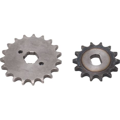 Kit de pignons moteur 428 en acier : pignon avant 19 dents, pignon arrière à trous en H 14 dents, pour motos tout-terrain et pit bikes 125 cm³, 15 cm³, 200 cm³ et 250 cm³. (1/5)