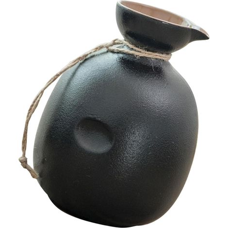 Japanese Style Black Ceramic Sake Kettle for Serving Wine at
