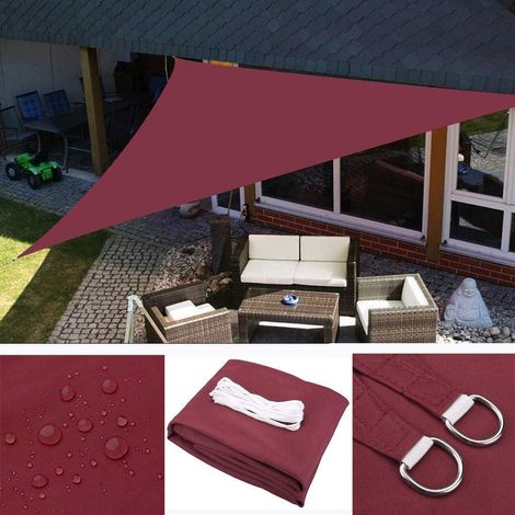 Voile d'ombrage triangulaire résistant à l'eau et au vent avec protection UV pour jardin terrasse extérieur camping 3,6 x 3,6 x 3,6 m (1/5)
