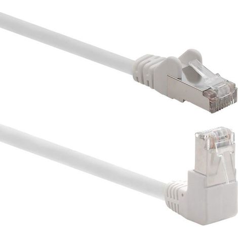 1 câble réseau Cat6, angle 90°, S/FTP, 1000 Mbps, RJ45, blanc, pour installation réseau domestique et bureautique (1/5)
