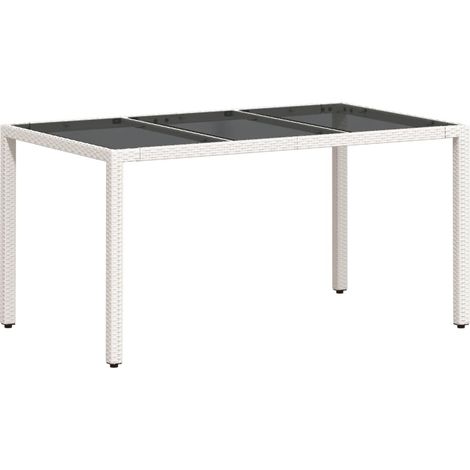 Maison Exclusive - Gartentisch mit Glasplatte Weiß 150x90x75 cm P