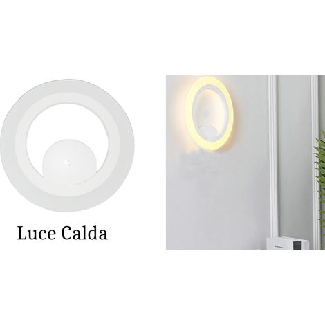 Applique LED Lampada Parete 12W Rotonda Luce Calda Lume Bianco Interno BD-018 (1/4)