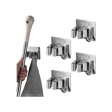 Set aus Edelstahl-Wandbesenhalter