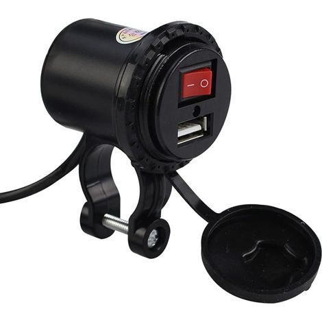 Moto Chargeur de Voiture USB, 5 V/2.1A Prise de Chargeur USB Moto Étanche Prise avec Interrupteur Marche/Arrêt Prise de Courant de Montage de Guidon pour Téléphones Tablettes PC (1/5)