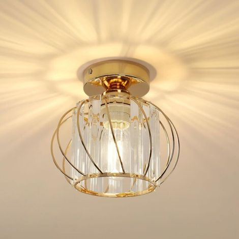 E27 Mini Lustre Semi-encastré, Lampe Plafond pour Salon Chambre Entrée Couloir (Doré)-Couleur de lumière chaude avec ampoule (1/5)