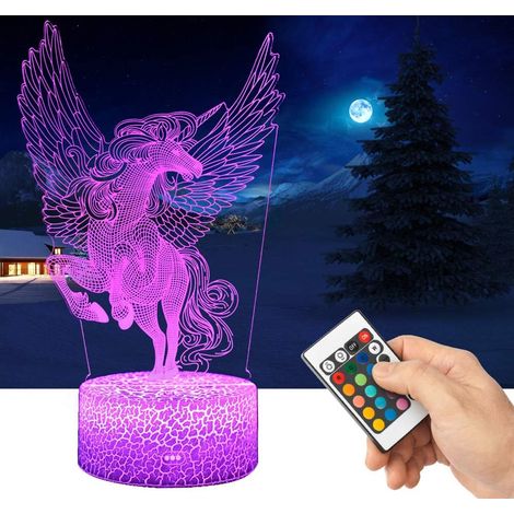 MINKUROW Lampada 3d Unicorno Luce Notturna A Led Con Telecomando, 16 Colori Selezionabili Lampada Notturna Touch Dimmerabile Regalo Di Compleanno, Regali Di Buon Natale Per Ragazze Uomini Donne Bambin (1/5)
