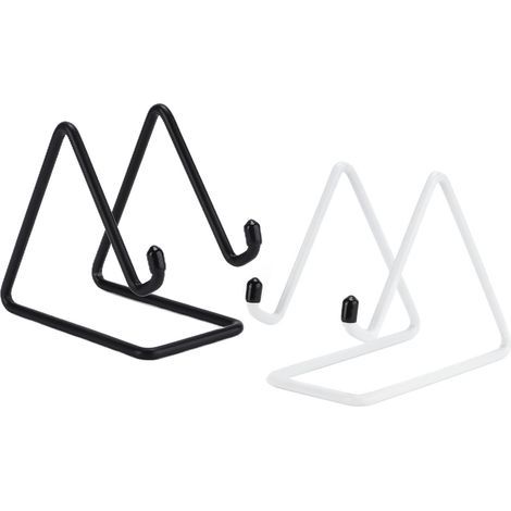 Support téléphone triangulaire stable, 2 pièces avec protection caoutchouc anti-rouille pour tablette et mobile, portable, noir et blanc (1/5)