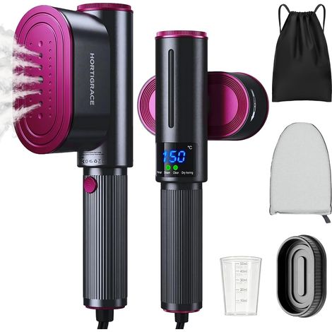 1200W Défroisseur Vapeur de Voyage, 24g/min Repasser Vertical 2 en 1 Vapeur Fer à Repasser Vertical, Grand Réservoir d'eau de 150 ml, Steamer Chauffage Rapide en 15s pour Voyage (1/5)