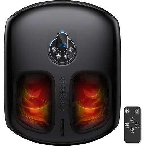 Masseur De Pieds Électrique Shiatsu Avec Télécommande Et Fonction Chauffante, Pétrissage Profond, 4 Modes (Vibration/Compression/Rouleaux) Pour Soulager Les Pieds, Jusqu'À La Pointure 46 (1/5)