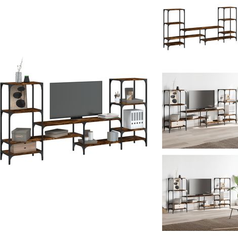 Meuble TV chêne fumé 206,5x28,5x95 cm bois d'ingénierie - Meubles Tv - Meuble Tv - Support Tv - Buffet Tv - Meuble Rangement (1/5)