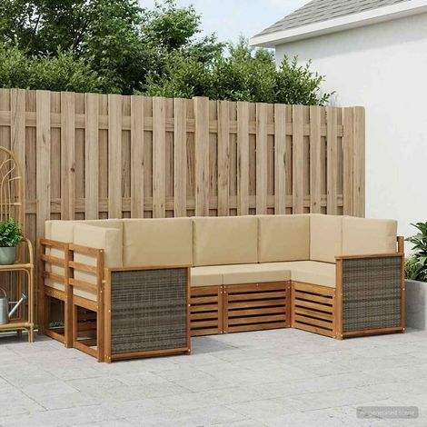 vidaXL Ecksofa Set 5 pcs Natur Massives Akazienholz und Polyester (1/5)