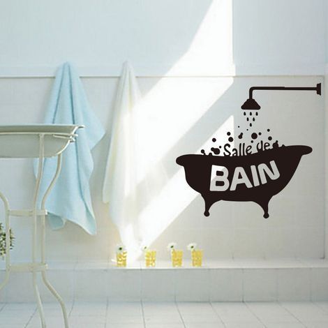 3 PCS Autocollant Mural, Baignoire Porte Autocollant Stickers Muraux, Créatif Imperméable Amovible Décorations Intérieure Stickers (noir) (1/5)