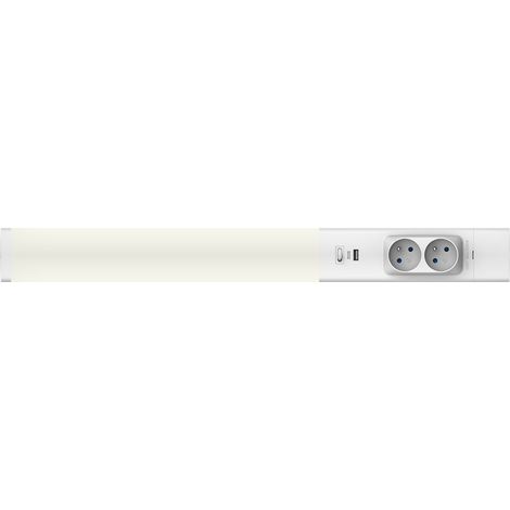 Lampada sottopensile con porte USB-A/C e prese 230V, striscia bianca 60 cm per cucina, ufficio, colore neutro, LED 18W DUAL Eco-Light (1/5)