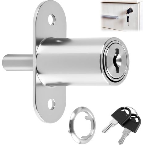 Serrure de Placard Coulissant en Alliage de Zinc, Cylindre à Pression avec Clés Différentes, Diamètre 19 mm, Sécurité Renforcée, Installation Facile, Convient Portes jusqu’à 32 mm (1/5)