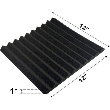 Panneaux acoustiques en mousse - - Lot de 12 - 10 fentes - 30,5x30,5 cm - Résistant au feu - Haute densité (1/4)