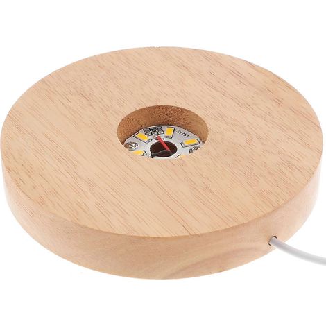 Socle en bois pour lampe LED de table, socle pour lampe boule de cristal, socle lumineux avec chargement USB-12.00X12.00X2.00CM (1/4)