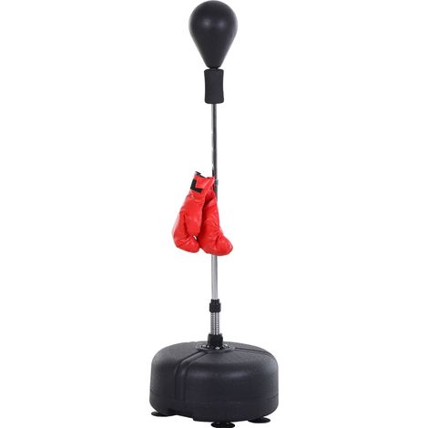 Set punching ball con supporto regolabile 136-154 cm e guanti nero HOMVRA (1/5)